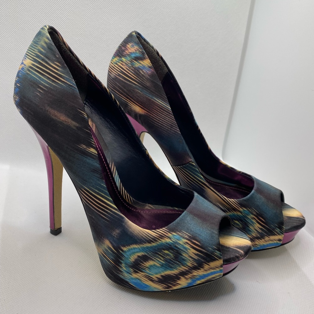 ALDO Stiletto High heel Open toe Pumps Purple tie die mermaid shoes size 36
